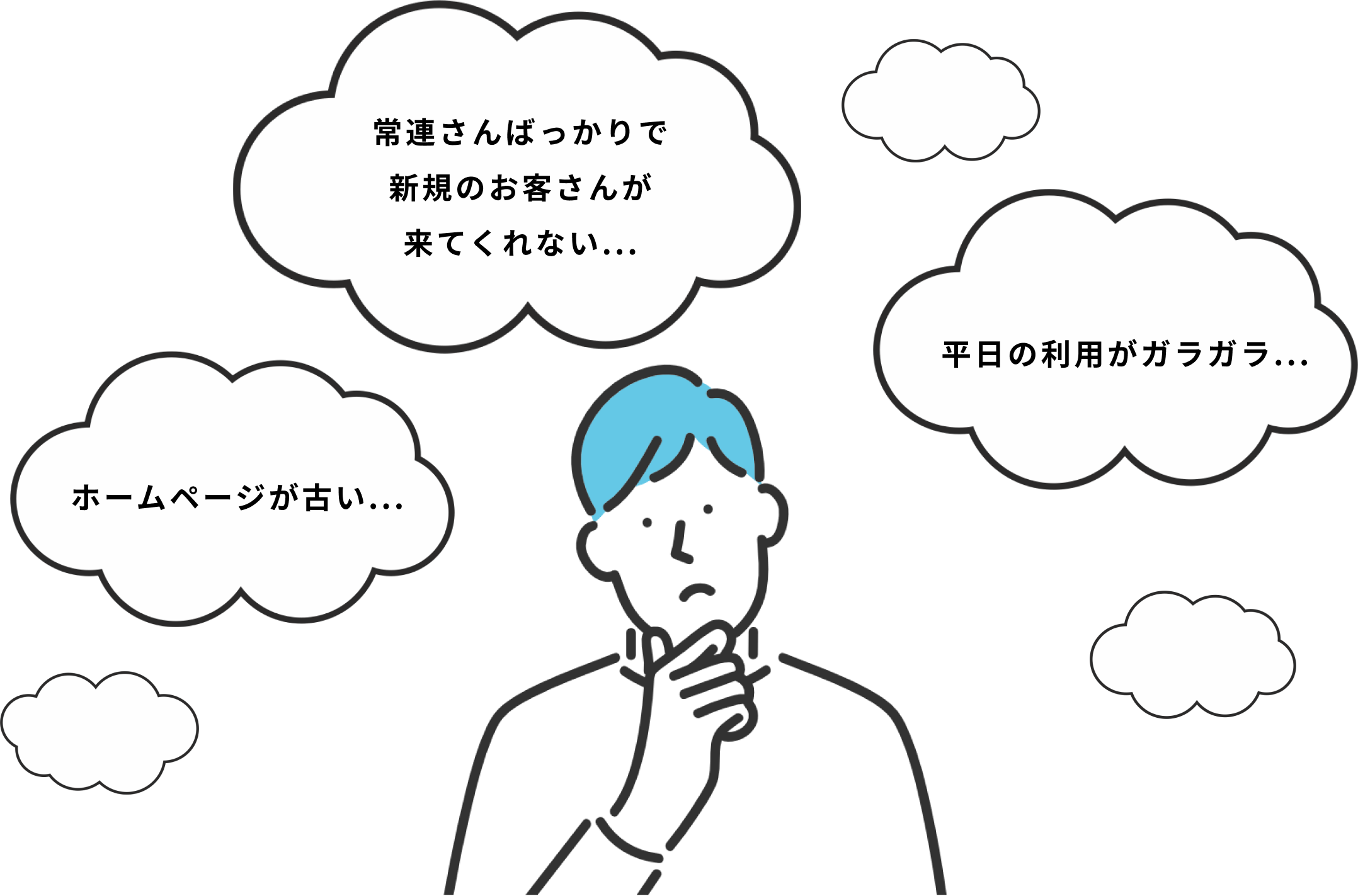常連さんばっかりで新規のお客さんが来てくれない...平日の利用がガラガラ...ホームページが古い...